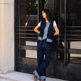 Asymmetric Denim Vest in Blue