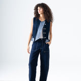 Cuffed Denim Pants in Blue