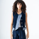 Asymmetric Denim Vest in Blue