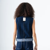 Asymmetric Denim Vest in Blue