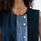 Asymmetric Denim Vest in Blue