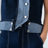 Cuffed Denim Pants in Blue