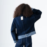 Drop-shoulder Denim Jacket in Blue