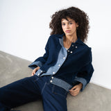 Drop-shoulder Denim Jacket in Blue