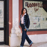 Drop-shoulder Denim Jacket in Blue