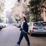 Drop-shoulder Denim Jacket in Blue