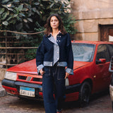 Drop-shoulder Denim Jacket in Blue